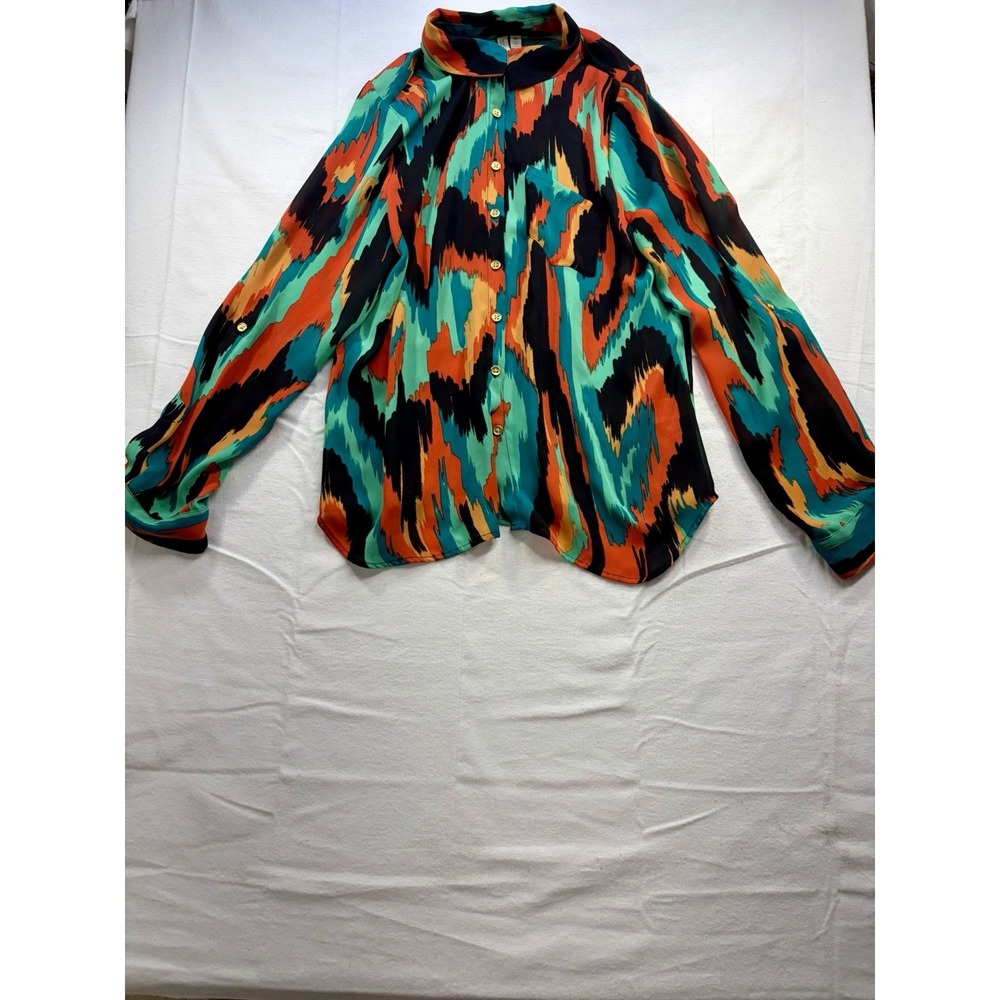 Madison Women's Multicolored Long Sleeve Blouse Size M Button Up